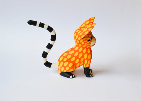 Gato Amarrillo y Naranja Alebrije