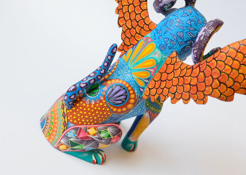 Perro con Alas y Cuernos Alebrijes