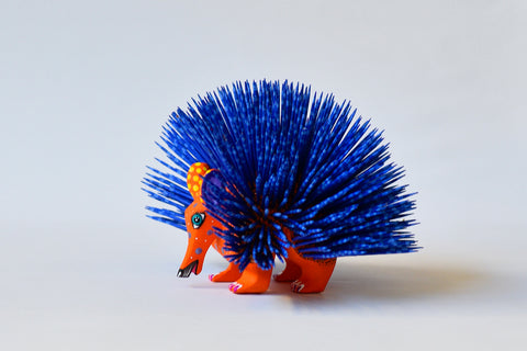 Erizo Azul y Naranja Alebrije
