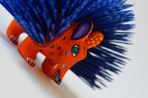 Erizo Azul y Naranja Alebrije