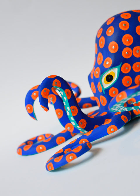 Pulpo Naranja y Azul Alebrije
