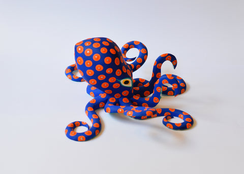 Pulpo Naranja y Azul Alebrije