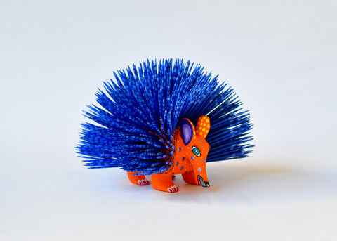 Erizo Azul y Naranja Alebrije