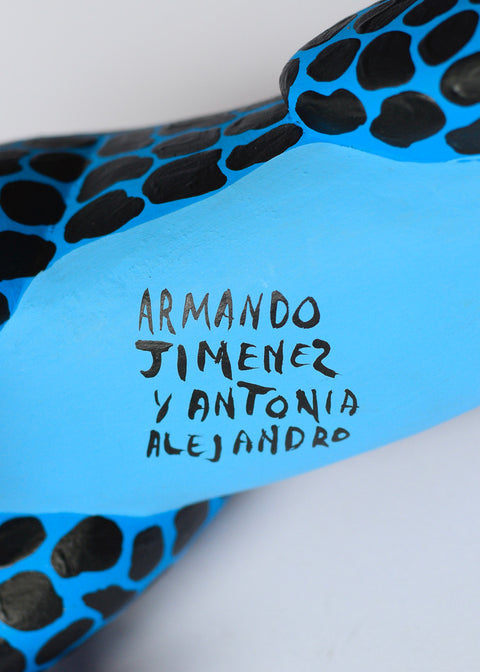Jaguar Azul y Negro Brillante Alebrije