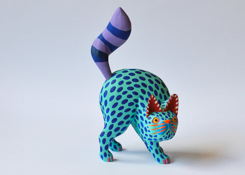 Gato Verde Agua Lunares Alebrije