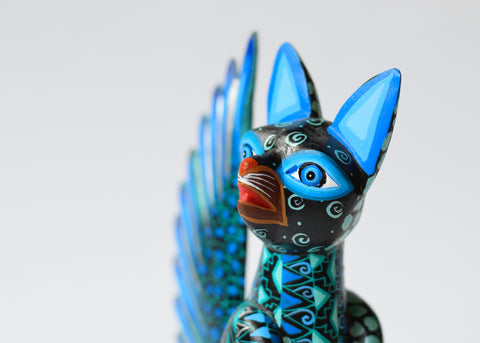 Gato Celeste Verde Agua Alebrije