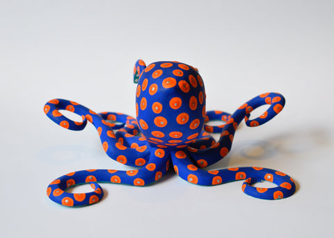Pulpo Naranja y Azul Alebrije