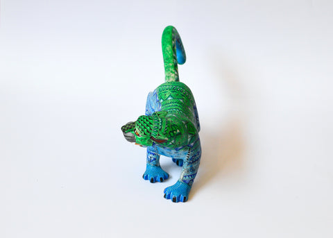 Jaguar Zapoteco Azul y Verde Alebrije