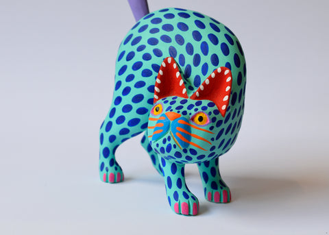 Gato Verde Agua Lunares Alebrije