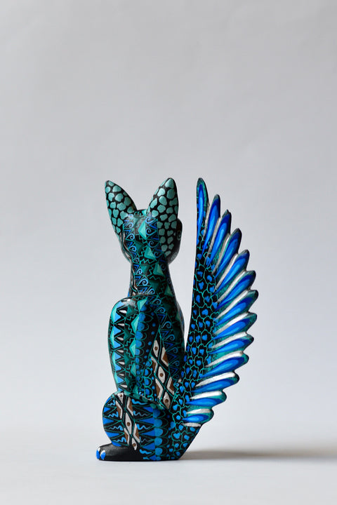 Gato Celeste Verde Agua Alebrije