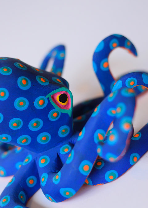 Pulpo Mediano Azul Alebrije