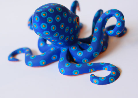 Pulpo Mediano Azul Alebrije
