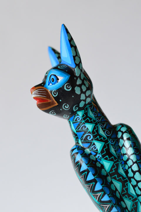 Gato Celeste Verde Agua Alebrije