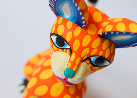 Gato Amarrillo y Naranja Alebrije