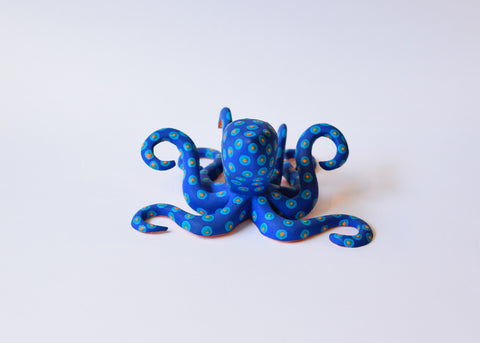 Pulpo Mediano Azul Alebrije