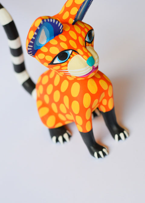 Gato Amarrillo y Naranja Alebrije