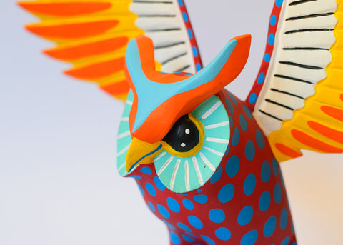 Buho Lunares Rojo Alebrije