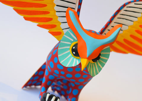 Buho Lunares Rojo Alebrije