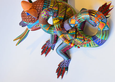 Iguana Doble Cabeza Zapoteca Alebrije