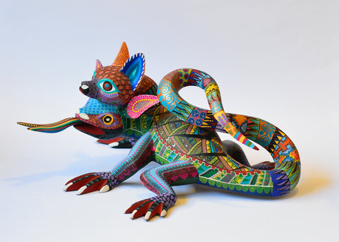 Iguana Doble Cabeza Zapoteca Alebrije