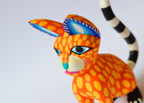 Gato Amarrillo y Naranja Alebrije