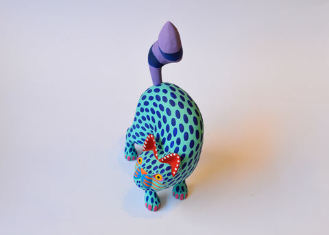 Gato Verde Agua Lunares Alebrije