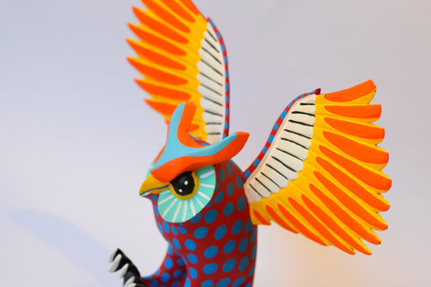 Buho Lunares Rojo Alebrije