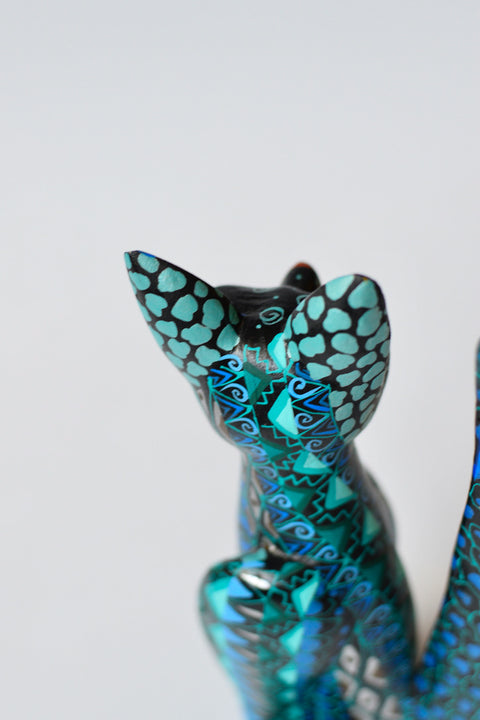 Gato Celeste Verde Agua Alebrije