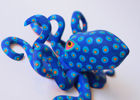Pulpo Mediano Azul Alebrije