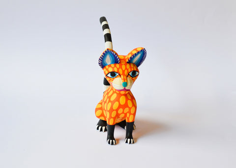Gato Amarrillo y Naranja Alebrije