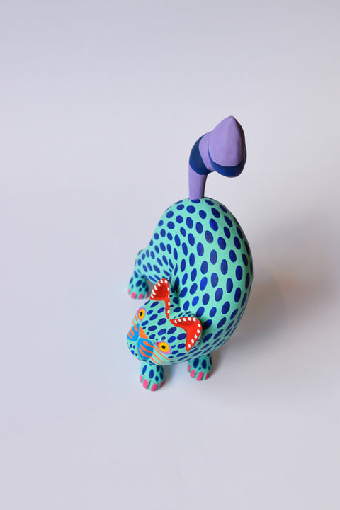 Gato Verde Agua Lunares Alebrije