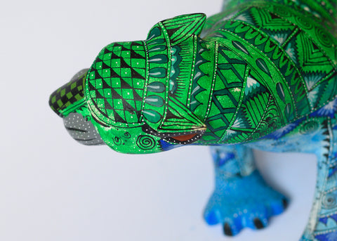 Jaguar Zapoteco Azul y Verde Alebrije