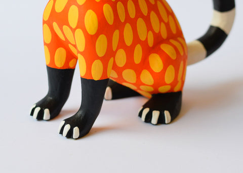 Gato Amarrillo y Naranja Alebrije
