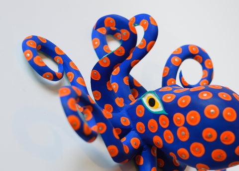 Pulpo Naranja y Azul Alebrije