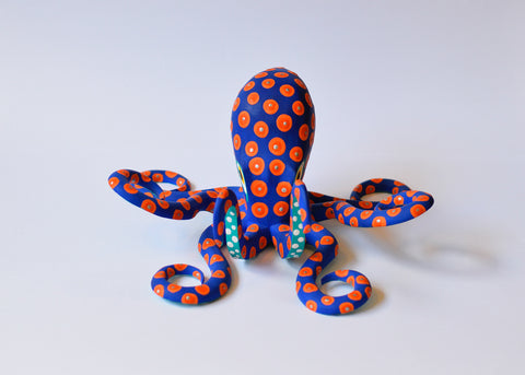 Pulpo Naranja y Azul Alebrije