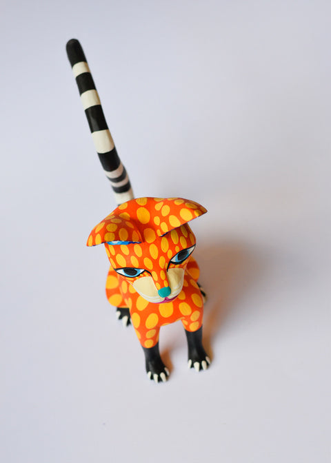 Gato Amarrillo y Naranja Alebrije