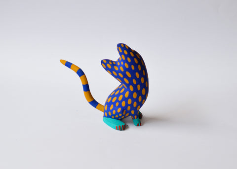 Gato Azul y Amarillo Lunares Alebrije