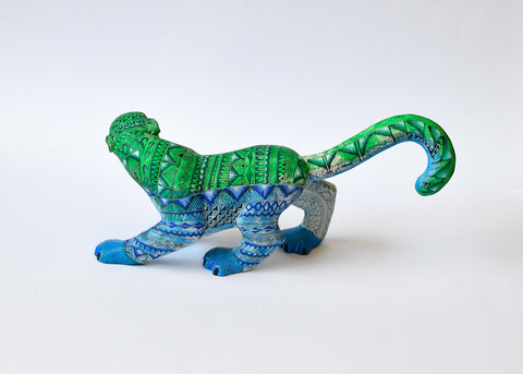 Jaguar Zapoteco Azul y Verde Alebrije