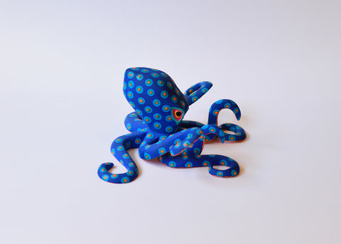Pulpo Mediano Azul Alebrije