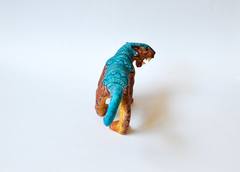 Jaguar Zapoteco Azul y Marrón Alebrije