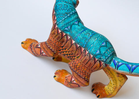 Jaguar Zapoteco Azul y Marrón Alebrije