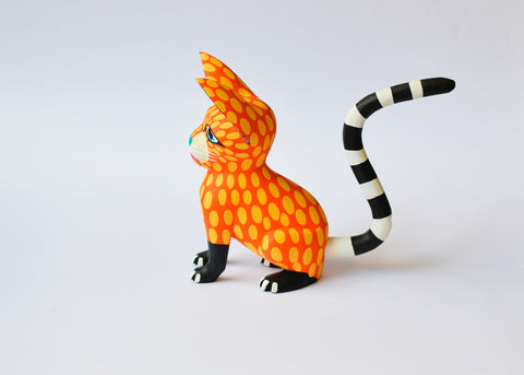 Gato Amarrillo y Naranja Alebrije