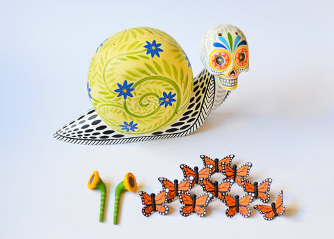 Caracol Skull Mariposa Alebrije